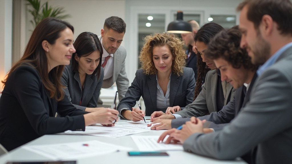 Equipa de designers a colaborar em projeto de design mobile-first