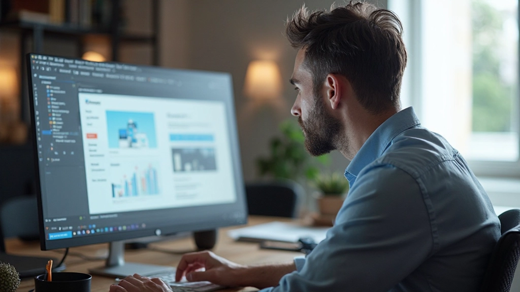 Profissional de design trabalhando em interface responsiva no computador